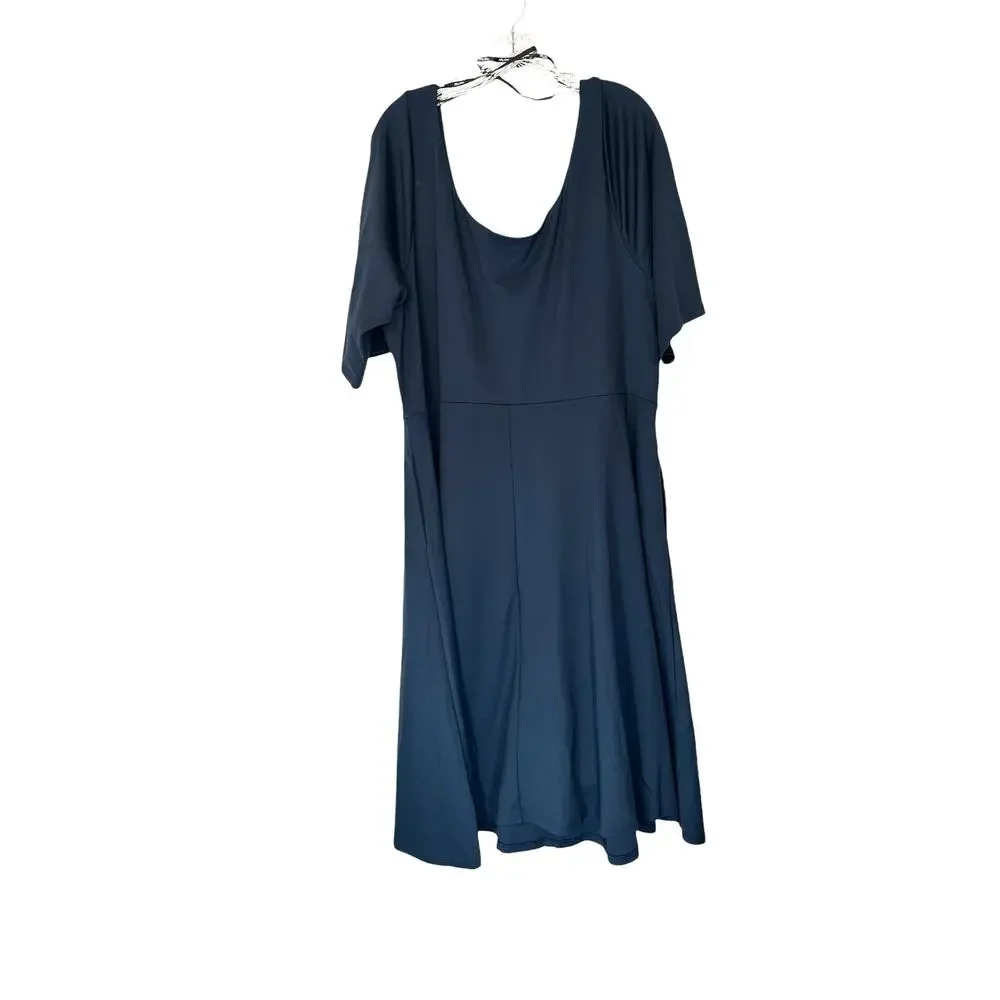 City Chic Navy Dressy Chic Night Out Cute Girl Elbow Sleeve A-Line Dress Size XL
